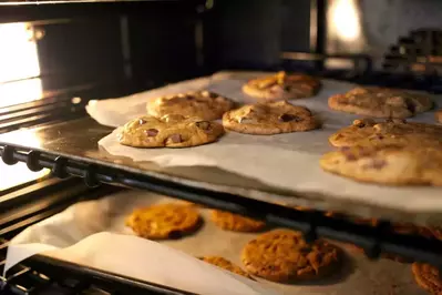 cookies baking in oven