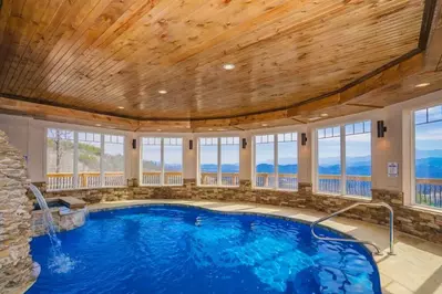 private swimming pool inside a Smoky Mountain cabin