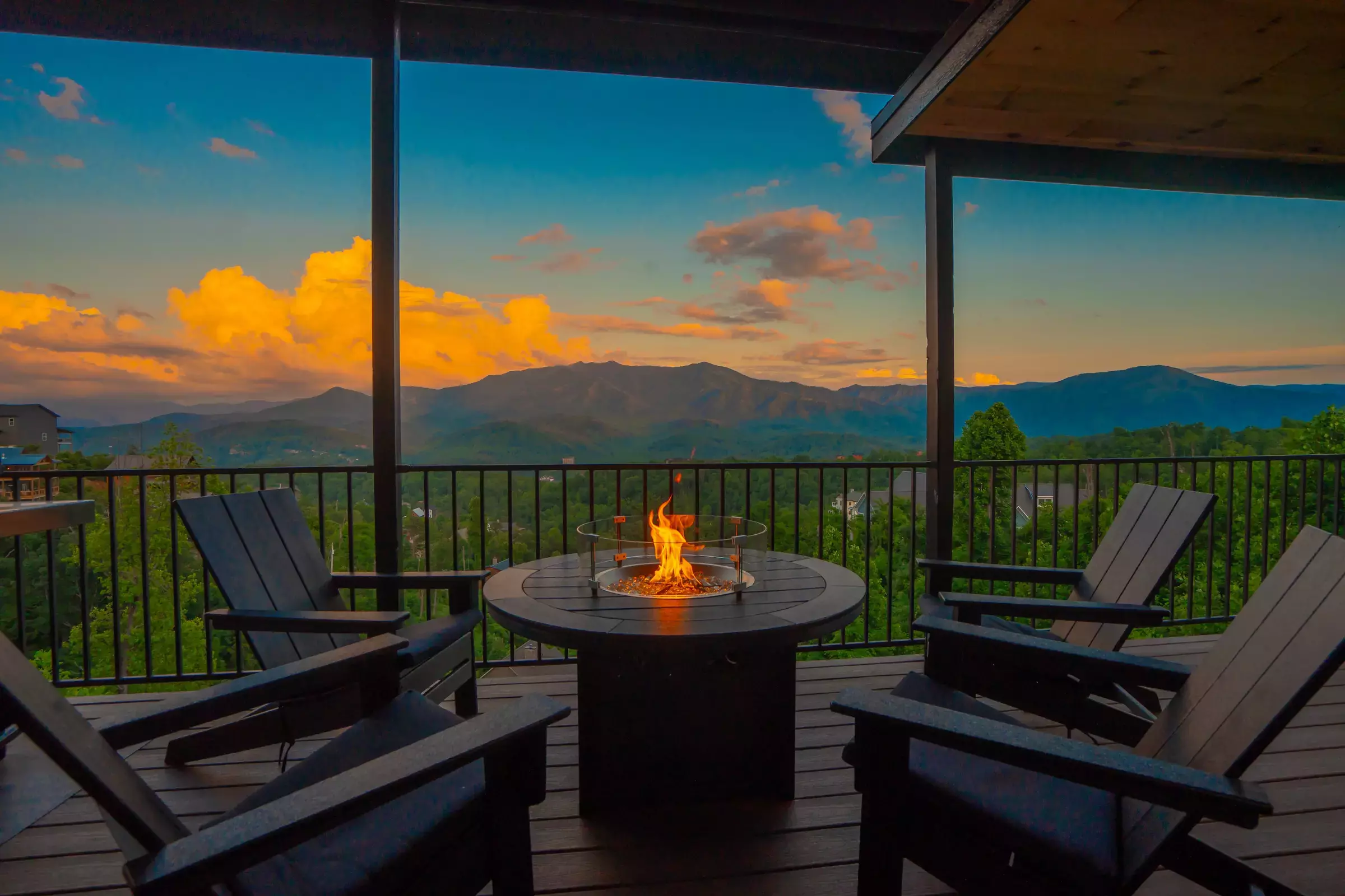 view from deck at smoky mountain cabin