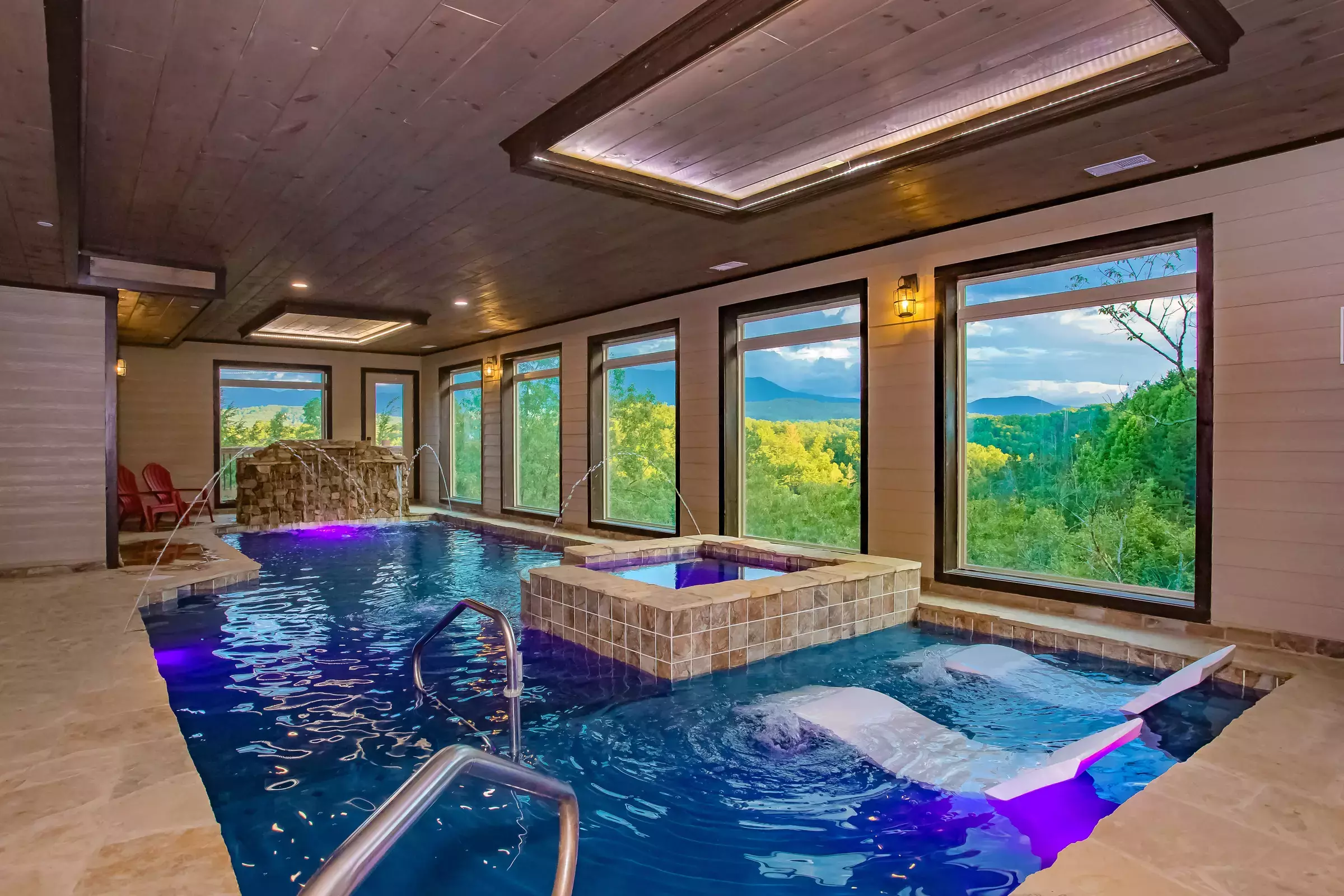 indoor pool at cabin rental