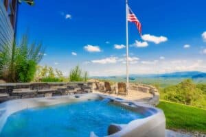 hot tub at luxury cabin in the smokies